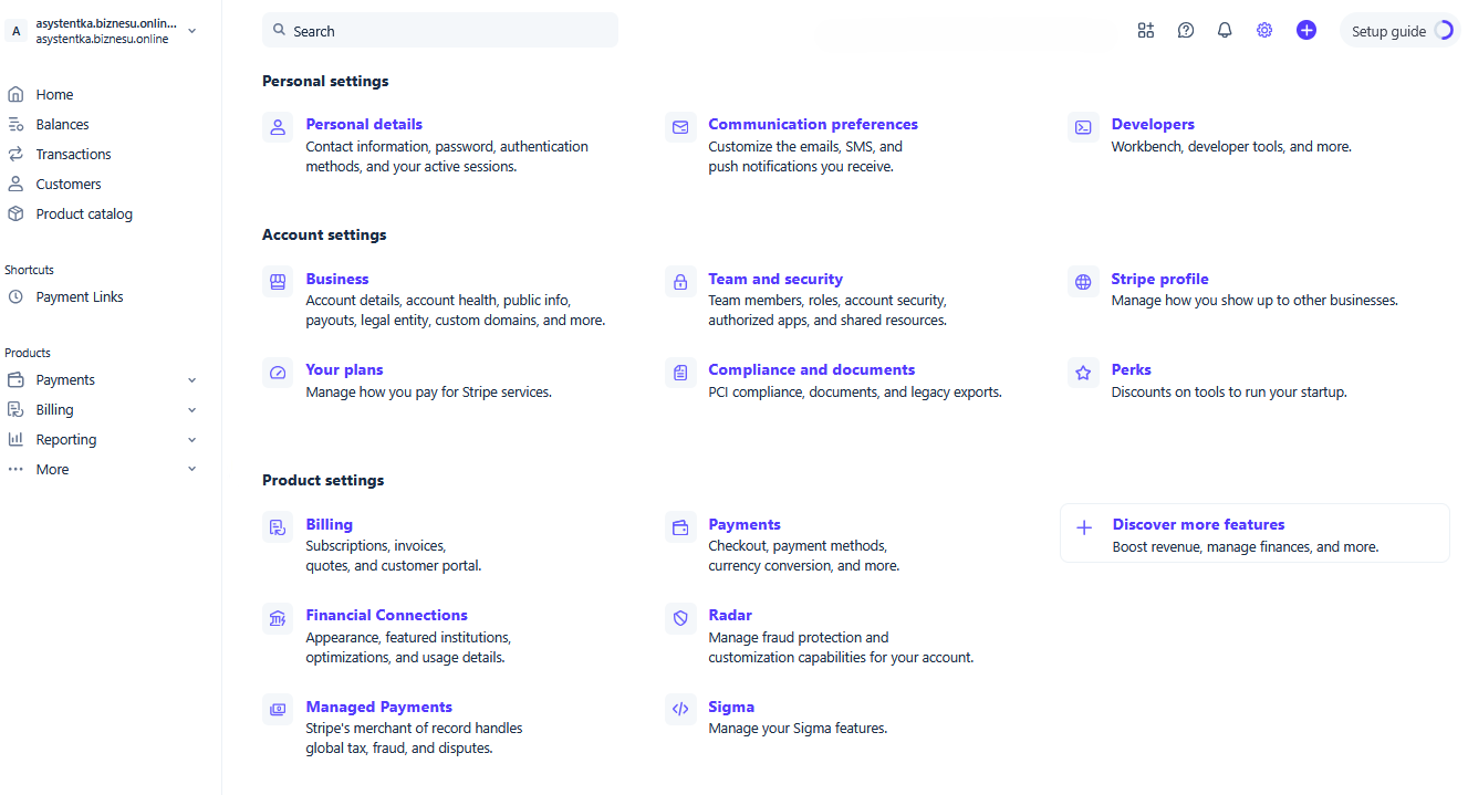 ustawienia konta Stripe – konfiguracja płatności i ustawień biznesowych
